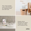 image:imageUmbra Prisma Picture Frame Floating Metal Wall Mount 5x7 Brass  Steel wire construction unique geometric shape displays photo between glass desk or tabletop use hardware includedChrome