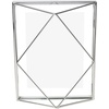 image:imageUmbra Prisma Picture Frame Floating Metal Wall Mount 5x7 Brass  Steel wire construction unique geometric shape displays photo between glass desk or tabletop use hardware includedChrome