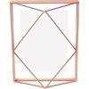 image:imageUmbra Prisma Picture Frame Floating Metal Wall Mount 5x7 Brass  Steel wire construction unique geometric shape displays photo between glass desk or tabletop use hardware includedCopper