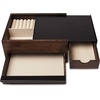 image:imageUmbra Stowit Jewelry Box with Storage Drawers Medium WhiteNatural  Rubberwood construction protective fabric lining nonslip rubber feet scratchfree surfaces fits dresser or vanityBlackWalnut