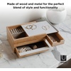image:imageUmbra Stowit Jewelry Box with Storage Drawers Medium WhiteNatural  Rubberwood construction protective fabric lining nonslip rubber feet scratchfree surfaces fits dresser or vanityWhiteNatural