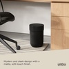 image:imageUmbra Touch Trash Can with Lid Bathroom Garbage Can 16 Gallon White  Matte finish compact design fits office or kitchen easy wipe clean recycled plasticBlack