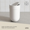 image:imageUmbra Touch Trash Can with Lid Bathroom Garbage Can 16 Gallon White  Matte finish compact design fits office or kitchen easy wipe clean recycled plasticWhite