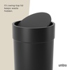 image:imageUmbra Touch Trash Can with Lid Bathroom Garbage Can 16 Gallon White  Matte finish compact design fits office or kitchen easy wipe clean recycled plasticBlack