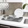 image:imageUmbra Udry Dish Drying Rack Folding Dish Drainer Mat Mini Dark Grey  Absorbent microfiber base removable tray dishwasher safe compact storage BPAfree plasticGray