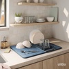 image:imageUmbra Udry Dish Drying Rack Folding Dish Drainer Mat Mini Dark Grey  Absorbent microfiber base removable tray dishwasher safe compact storage BPAfree plasticSlate Blue