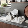 image:imageUmbra Udry Dish Drying Rack Folding Dish Drainer Mat Mini Dark Grey  Absorbent microfiber base removable tray dishwasher safe compact storage BPAfree plasticSand