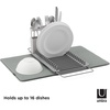 image:imageUmbra Udry Dish Drying Rack Over Sink Foldable 16 Slots Dark Grey  Absorbent microfiber mat arms extend 13 to 22 inches utensil caddy included machine washableOver the Sink Pack of 3