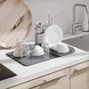 image:imageUmbra Udry Dish Drying Rack Over Sink Foldable 16 Slots Dark Grey  Absorbent microfiber mat arms extend 13 to 22 inches utensil caddy included machine washableOver the Sink