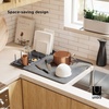 image:imageUmbra Udry Dish Rack with Movable Pegs and Microfiber Drying Mat  SpaceSaving Design Folds Up for Easy Storage Basic Rack Dark Grey