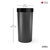 image:imageUmbra Vento Kitchen Trash Can Open Top Bin 165 Gallon GreyNickel  Brushed metal accents bag concealing design easy wipe clean fits home and office durable plasticBlack