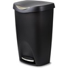 image:imageUmbra Brim 13 Gallon Trash Can with Lid Kitchen Garbage Can BlackNickel  Stainless steel foot pedal soft close mechanism concealed bag ring durable and sturdy easy wipe clean