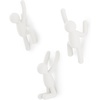 image:imageUmbra Buddy Wall Hooks Decorative Wall Mount Coat Hooks Set of 3 Black  Easy install with hardware holds 5lbs per hook entryway bedroom bathroom dorm playful hanging storage recycled plasticWhite