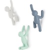 image:imageUmbra Buddy Wall Hooks Decorative Wall Mount Coat Hooks Set of 3 Black  Easy install with hardware holds 5lbs per hook entryway bedroom bathroom dorm playful hanging storage recycled plasticWhiteMintBlue