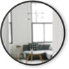 image:imageUmbra Hub Round Wall Mirror Rubber Frame Bathroom Mirror 37Inch Black  Boosts natural and artificial light includes picture hanging wire easy to install for high traffic areasBlack