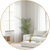 image:imageUmbra Hubba Round Wall Mirror Circle Decor Mirror 34Inch Brass  Metallic frame glass construction reflects light to brighten enlarges small rooms