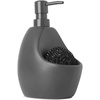 image:imageUmbra Joey Liquid Soap Dispenser Ceramic with Sponge Caddy Black  Heavy base for stability one handed operation kitchen and bathroom use includes scrub pad low profile designCharcoal