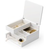 image:imageUmbra Malibu Jewelry Box 3Tier Real Wood Storage Organizer Black  Linen lined compartments fluted glass accents nonslip rubber feet surface protection 1year warrantyWhite