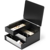 image:imageUmbra Malibu Jewelry Box 3Tier Real Wood Storage Organizer Black  Linen lined compartments fluted glass accents nonslip rubber feet surface protection 1year warrantyBlack