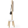image:imageUmbra Pillar Coat Rack with Stool Freestanding 6 Hooks WhiteNatural  Rubberwood and metal construction spacesaving vertical design no tools assembly holds bags or plants