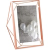 image:imageUmbra Prisma Picture Frame Floating Metal Wall Mount 5x7 Brass  Steel wire construction unique geometric shape displays photo between glass desk or tabletop use hardware includedCopper