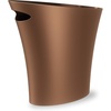 image:imageUmbra Skinny Trash Can Slim Bathroom Garbage Can 2 Gallon Bronze  Builtin handle fits narrow openings and odd spaces strong construction easy wipe clean rounded corners