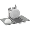 image:imageUmbra Udry Dish Drying Rack Over Sink Foldable 16 Slots Dark Grey  Absorbent microfiber mat arms extend 13 to 22 inches utensil caddy included machine washableOver the Sink