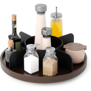 image:imageUmbra Bellwood Lazy Susan Divided Tray Organizer for Pantry Spices and More Made of Durable Plastic and Wood BlackWalnutBlackWalnut