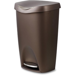 image:imageUmbra Brim 13 Gallon Trash Can with Lid Kitchen Garbage Can Bronze  Stainless steel foot pedal soft close mechanism concealed bag ring durable and sturdy easy wipe clean