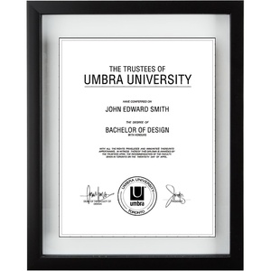 image:imageUmbra Document Picture Frame 11x14 Floating Certificate Frame Black  Two glass panes preinstalled wall hooks horizontal or vertical display easy tab loading