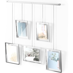 image:imageUmbra Exhibit Picture Frame Gallery Set Adjustable Wall Collage Displays Three 8x10 Photos Set of 3 BlackChrome