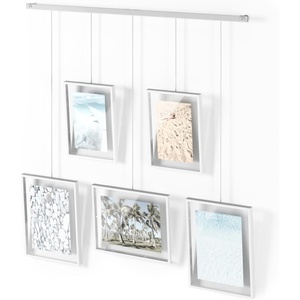 image:imageUmbra Exhibit Picture Frame Gallery Set Adjustable Wall Collage Displays Three 8x10 Photos Set of 3 BlackWhite