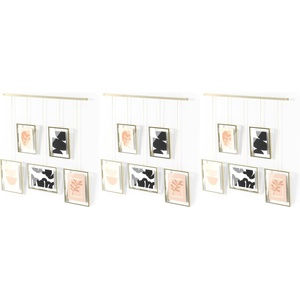 image:imageUmbra Exhibit Picture Frame Set Adjustable Wall Mount Set of 5 Brass  Steel construction customizable layout damagefree hanging fits 4x6 and 5x7 photos includes mounting hardwarePack of 3