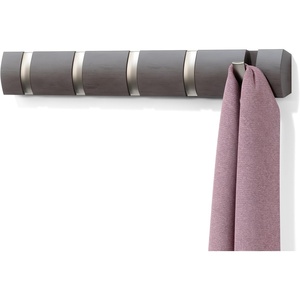 image:imageUmbra Flip Coat Rack Wall Mount 8Hook Space Saving White  Real wood and steel build retractable hooks fold flat holds coats bags and scarves easy installDriftwoodNickel