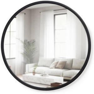 image:imageUmbra Hub Round Wall Mirror with Rubber Frame Modern Style for Bathroom Entryway Living Room and More 24Inch Black