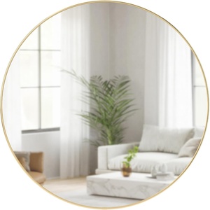 image:imageUmbra Hubba Round Wall Mirror Circle Decor Mirror 34Inch Brass  Metallic frame glass construction reflects light to brighten enlarges small rooms
