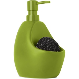 image:imageUmbra Joey Liquid Soap Dispenser Ceramic with Sponge Caddy Black  Heavy base for stability one handed operation kitchen and bathroom use includes scrub pad low profile designAvocado