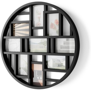 image:imageUmbra Luna Collage Picture Frame Holds Nine 4x6 Photos Large 22Inch Diameter Black  Circular wall display solid backing for easy changes includes two sawtooth hangers recycled plasticBlack