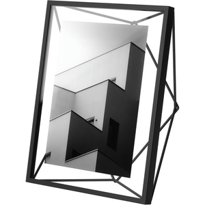 image:imageUmbra Prisma Picture Frame Floating Metal Wall Mount 5x7 Brass  Steel wire construction unique geometric shape displays photo between glass desk or tabletop use hardware includedBlack