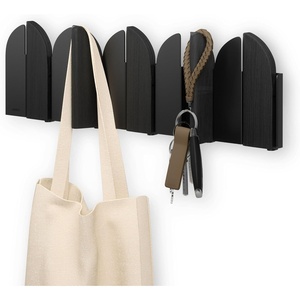 image:imageUmbra Saloon Wall Hook Wall Mounted Coat Rack 5 Hook Black  Beech wood panels supports coats and bags mounting hardware included space saving design easy to installBlack