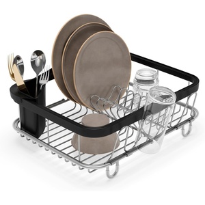 image:imageUmbra Sinkin Dish Drying Rack in Sink or Countertop Drainer BlackNickel  Removable utensil holder non slip rubber feet fits standard sizes coated wire and plasticBlackNickel