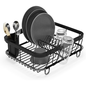image:imageUmbra Sinkin Dish Drying Rack in Sink or on Counter Drainer Black  Durable steel wire frame rubber coated feet low profile design plastic baseBlack