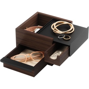 image:imageUmbra Stowit Jewelry Box with Storage Drawers Medium WhiteNatural  Rubberwood construction protective fabric lining nonslip rubber feet scratchfree surfaces fits dresser or vanityBlackWalnut