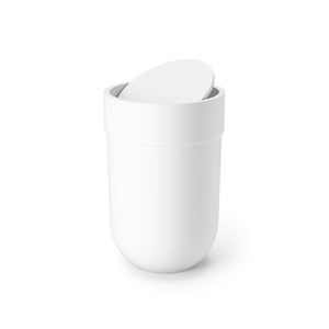 image:imageUmbra Touch Trash Can with Lid Bathroom Garbage Can 16 Gallon White  Matte finish compact design fits office or kitchen easy wipe clean recycled plasticWhite