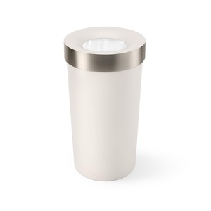image:imageUmbra Vento Kitchen Trash Can Open Top Bin 165 Gallon GreyNickel  Brushed metal accents bag concealing design easy wipe clean fits home and office durable plasticSandNickel