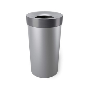 image:imageUmbra Vento Kitchen Trash Can Open Top Bin 165 Gallon GreyNickel  Brushed metal accents bag concealing design easy wipe clean fits home and office durable plasticGreyNickel