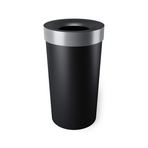 image:imageUmbra Vento Kitchen Trash Can Open Top Bin 165 Gallon GreyNickel  Brushed metal accents bag concealing design easy wipe clean fits home and office durable plasticBlackNickel