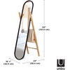 image:imageUmbra Hub Floor Length Mirror with Storage Rack Modern Black Rubber Rim and Solid Wood Storage Ladder BlackNatural Finish