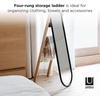 image:imageUmbra Hub Floor Length Mirror with Storage Rack Modern Black Rubber Rim and Solid Wood Storage Ladder BlackNatural Finish
