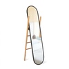 image:imageUmbra Hub Floor Length Mirror with Storage Rack Modern Black Rubber Rim and Solid Wood Storage Ladder BlackNatural Finish